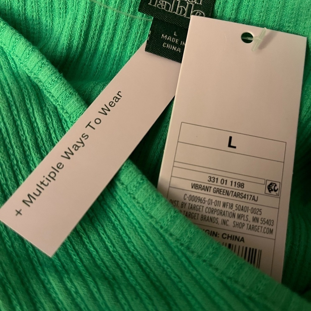 WILD fable green size large Short Sleeve Double Tie Versatile crop T-Shirt nwt - Picture 4 of 7